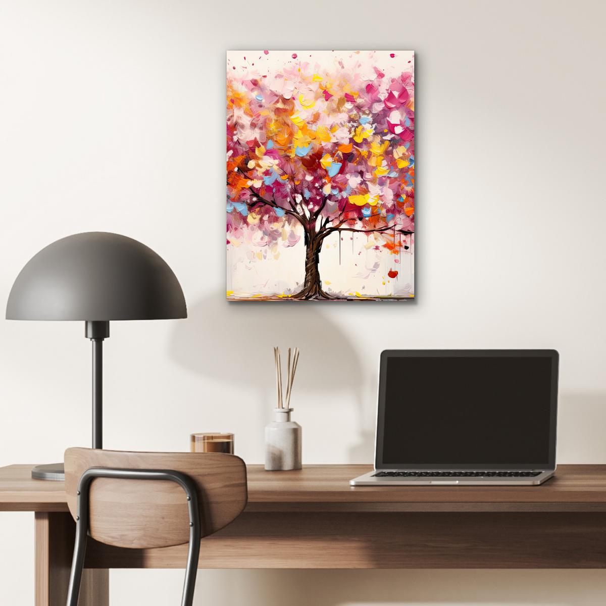 METALLBILD Aquarell - Baum - Kunst - Abstrakt 30x40 cm - Multicolor, Metall (30/40cm) - MuchoWow