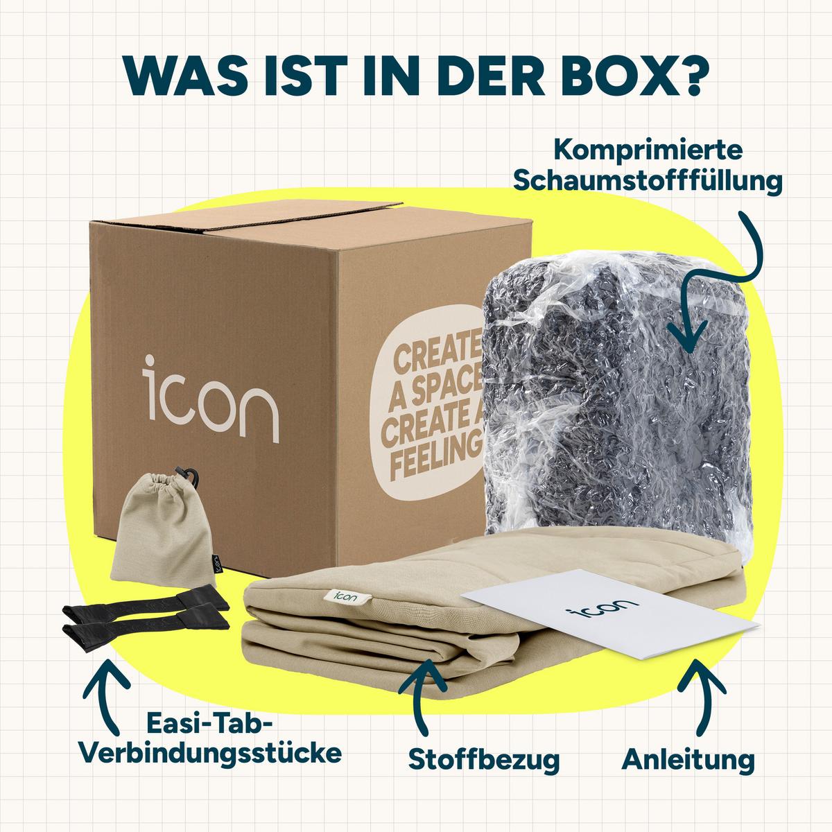 SITZSACK-SOFA Outdoor 2-tlg.: Sessel, Fußstütze - Beige, Textil (190/68/100cm) - icon