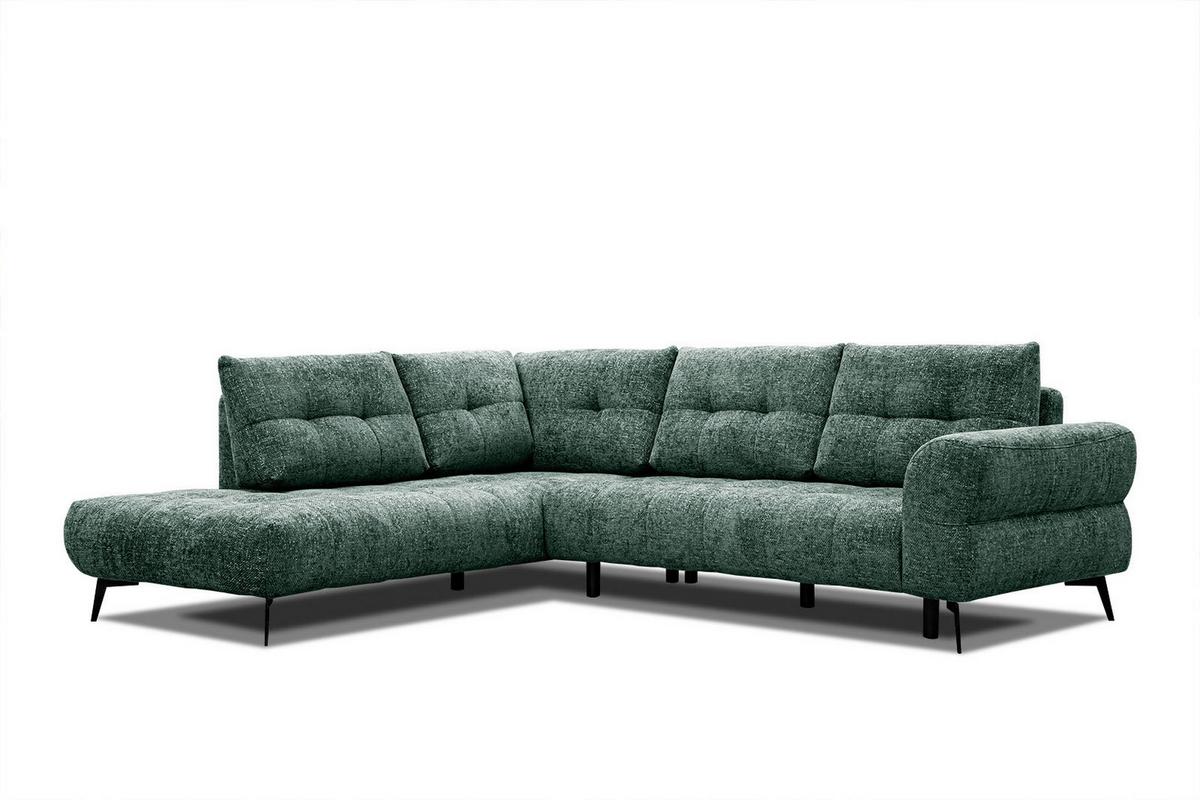 ECKSOFA SALVINI 5-Sitzer, smaragdgrün - Smaragdgrün/Schwarz, Holzwerkstoff/Textil (158/292cm) - Wozimo
