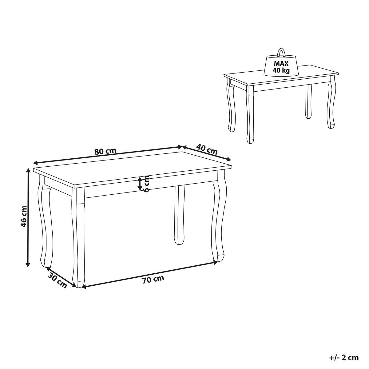 COUCHTISCH schwarz 80/40 cm Snook - Schwarz, Holzwerkstoff (40/80/46cm) - Beliani