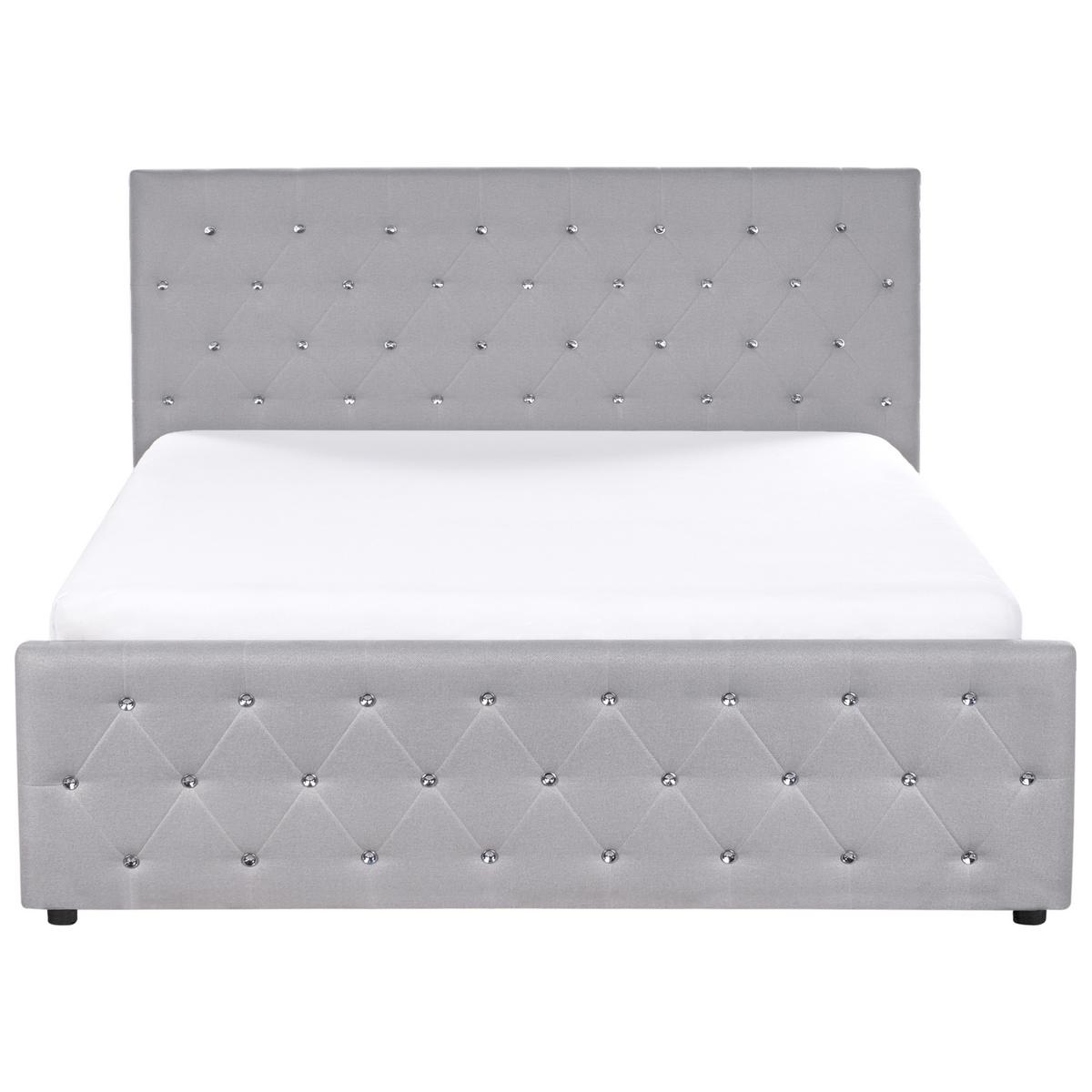 BETT mit Stauraum 180/200 cm Stoff Hellgrau Amiens - Hellgrau, Textil (180/200cm) - Beliani