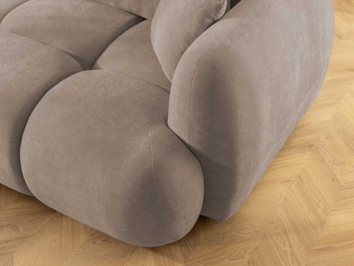 ECKSOFA Loretto aus natürlichem Greige Webstoff mit Schlaffunktion, Bettkasten und tiefen Steppungen in Bubble-Optik - Greige/Schwarz, Holz/Kunststoff (180/275cm) - S-Style