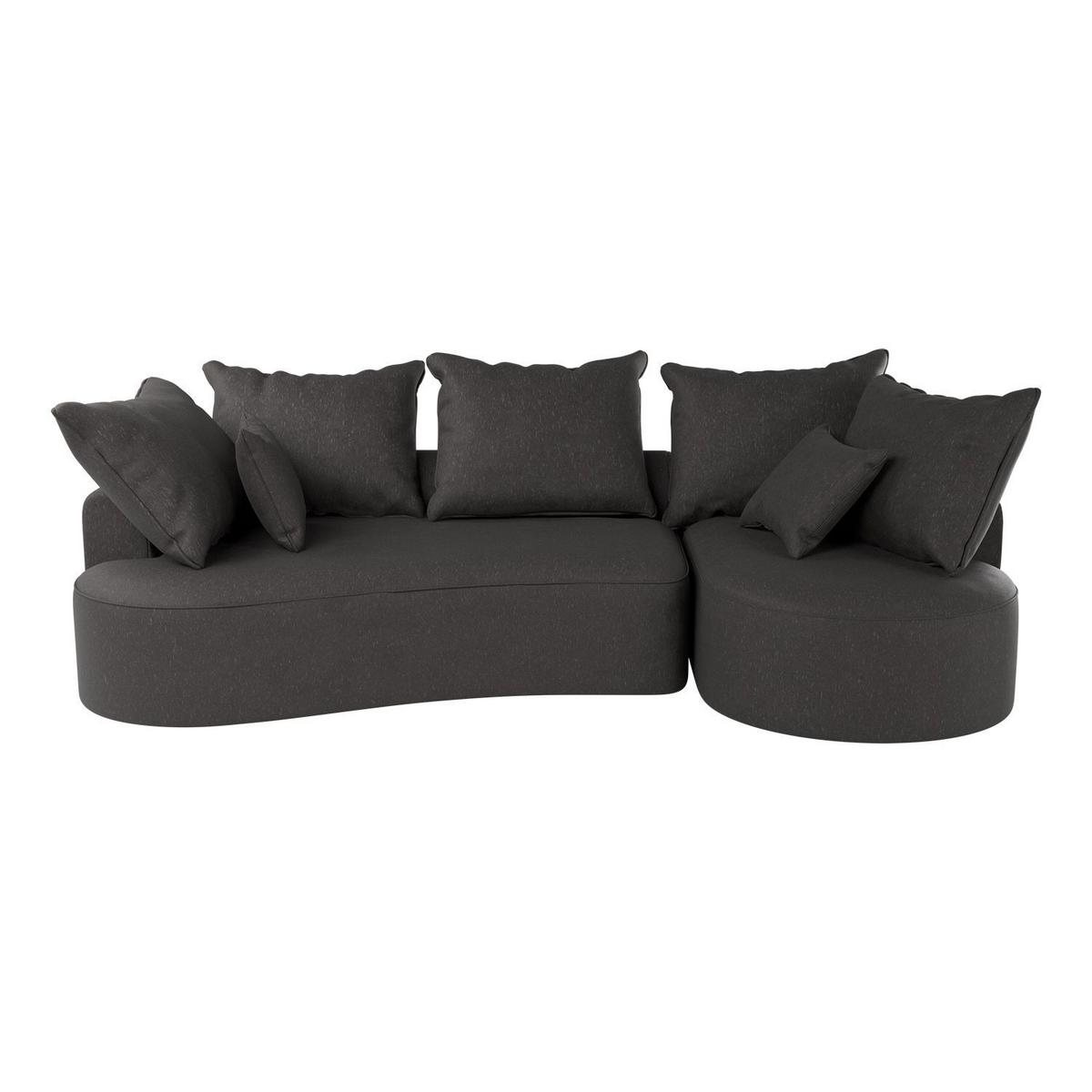 SOFA Tirano Samt Dunkelgrau mit Ottomane rechts - Dunkelgrau, Textil (300/102cm) - Juskys