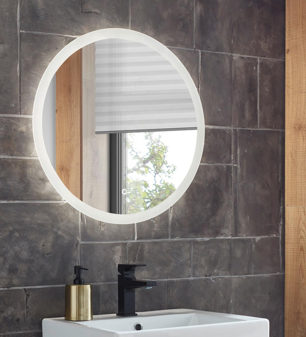 BADSPIEGEL mit LED Beleuchtung und Touchschalter, rund Ø 60 cm - Weiß, Glas (60/60/3cm) - Furn.Design