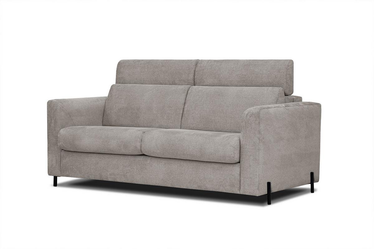 SOFA MEZO 3-Sitzer mit Schlaffunktion, taupe - Taupe/Schwarz, Holz/Textil (232/90/107cm) - Wozimo