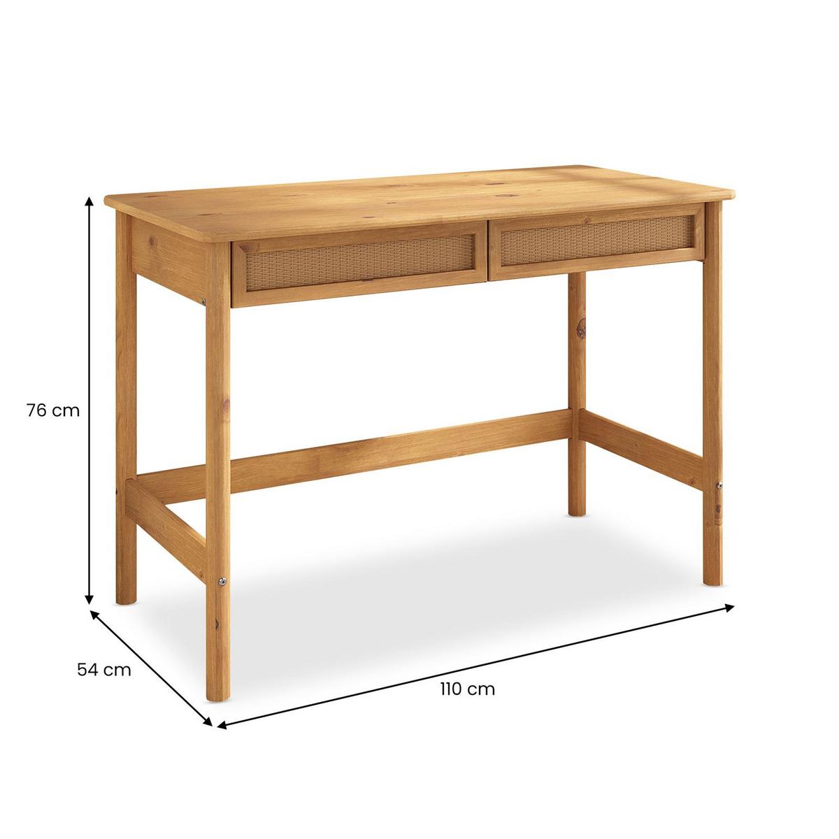 SCHREIBTISCH RODRIGO Eiche - Eichefarben, Holz (54/110/76cm) - IDIMEX
