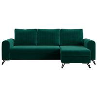 ECKSOFA Axel Velvet Dunkelgrün - Dunkelgrün/Schwarz, Textil/Metall (242/140cm) - MKS