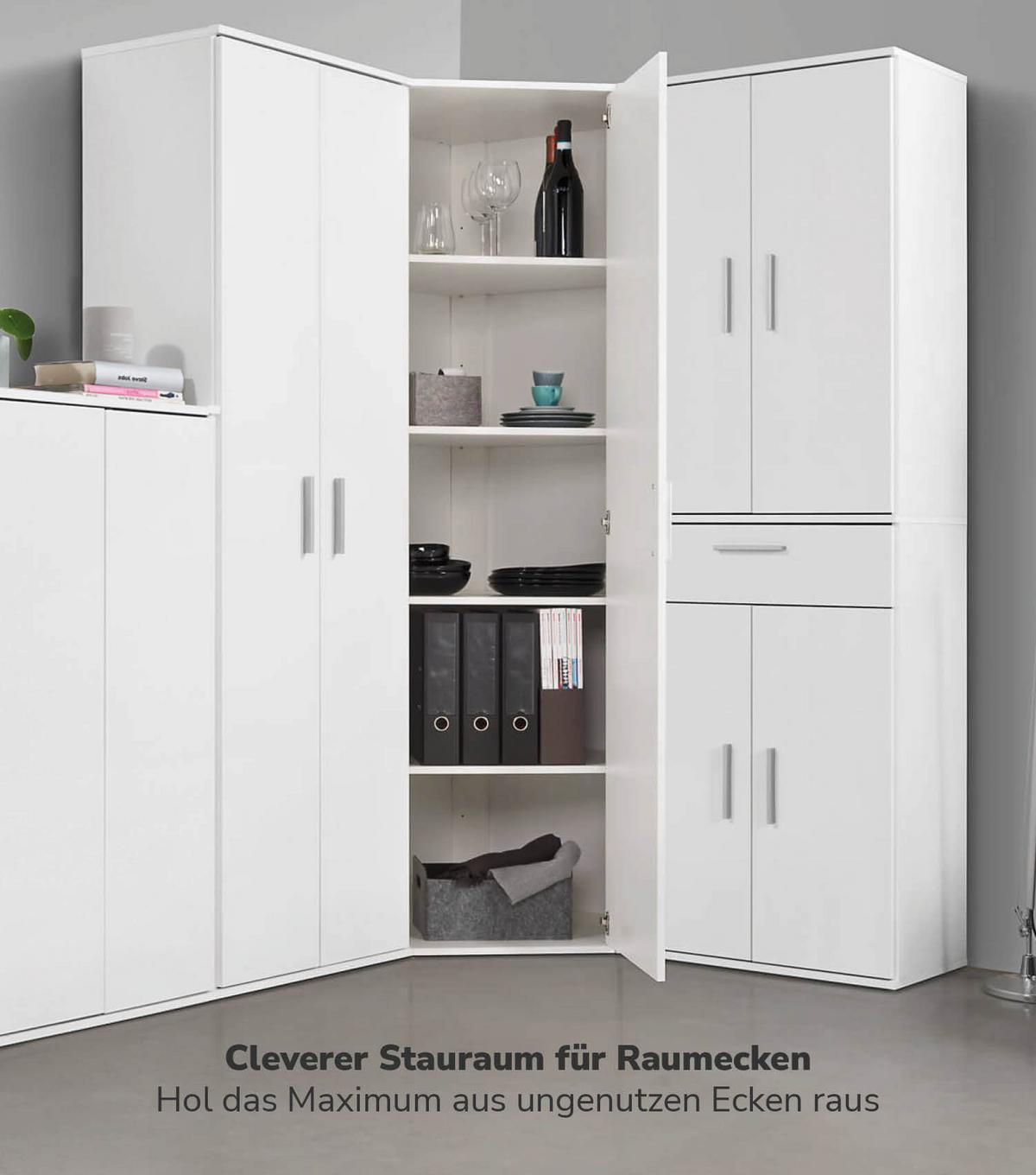 ECKSCHRANK Der Lange - Anthrazit/Schwarz, Holzwerkstoff (60/180/34cm) - Mokebo