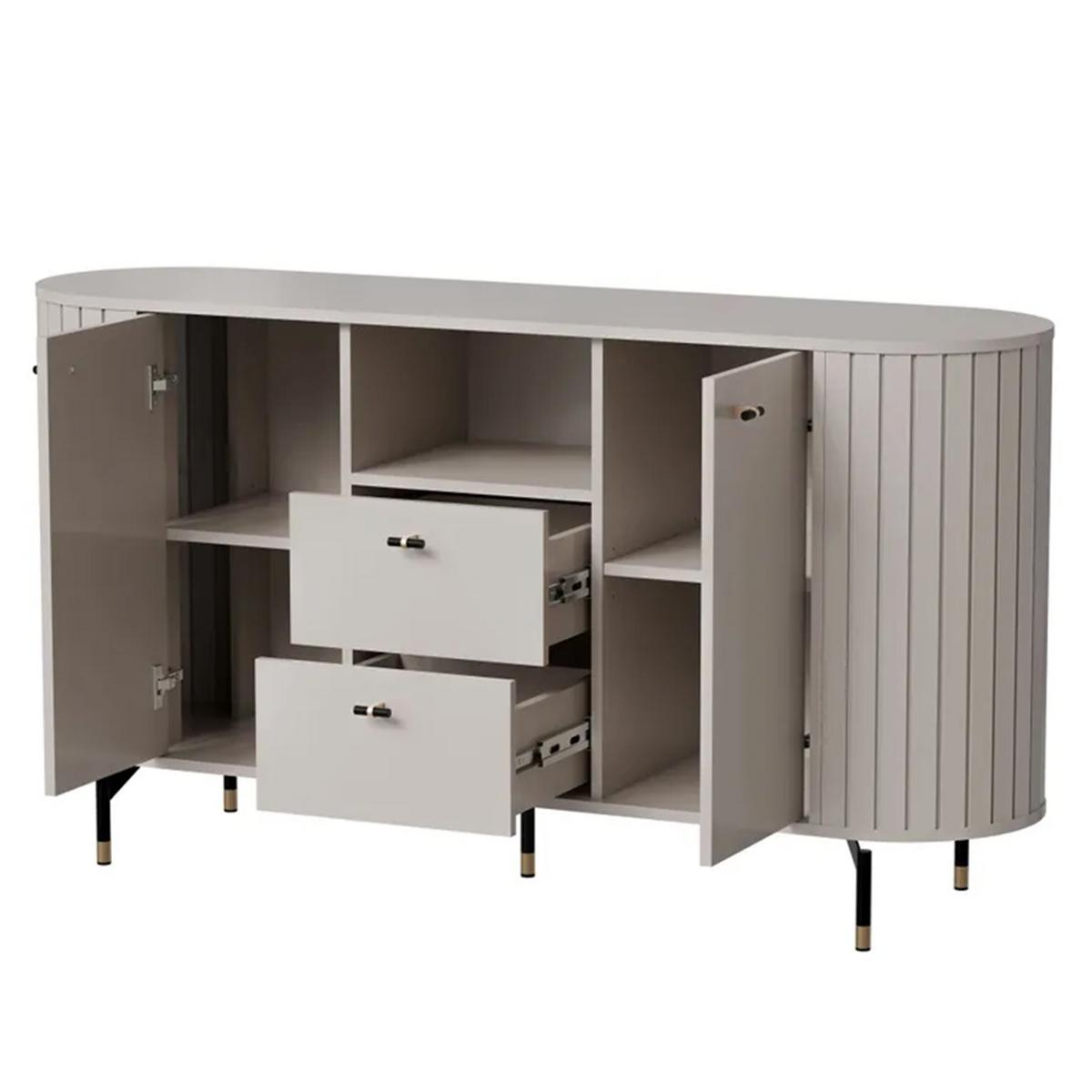 KOMMODE geriffelt, mit Fach, Kaschmir - Kaschmir, Holzwerkstoff (150/81/40cm) - Idohome