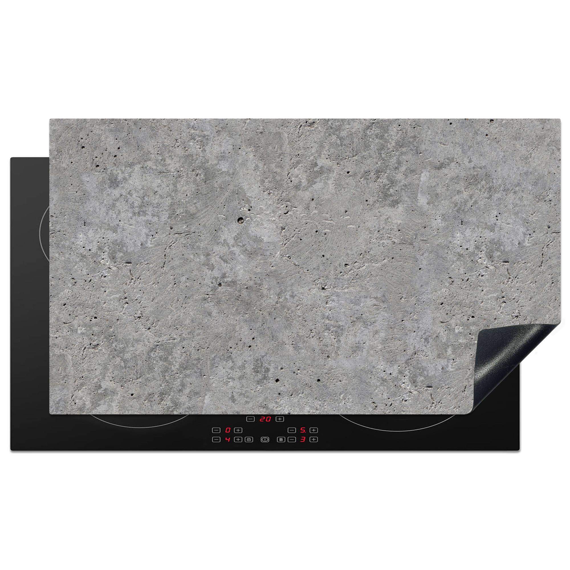HERDABDECKPLATTE Beton - Schiefer - Grau - Struktur aus Beton Induktionsschutz 91.2x52 cm - Hellgrau, Kunststoff (91.2/52/0.2cm) - MuchoWow