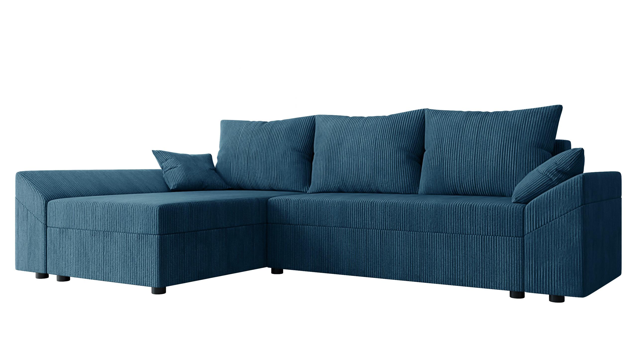ECKSOFA Dante L Cord - Blau/Schwarz, Holz/Kunststoff (240/140cm) - MIRJAN24