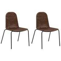 ESSZIMMERSTUHL 2er-Set Rattan Dunkelbraun Roxton - Dunkelbraun, Naturmaterialien (56/85/54cm) - Beliani