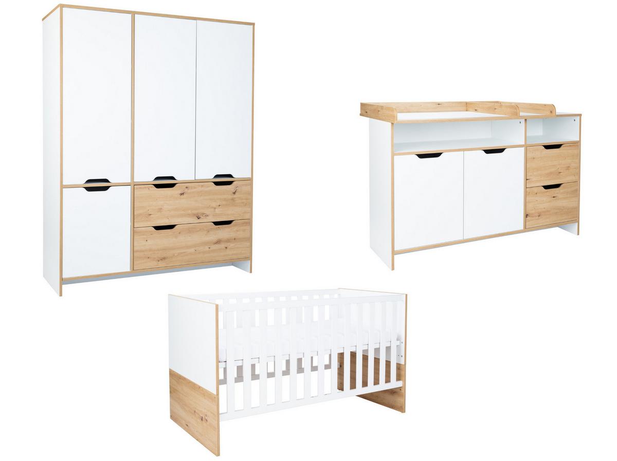 BABYZIMMER SET Maxim 3-tlg. - Weiß/Eiche Artisan, Holzwerkstoff (1/1/1cm) - arthur berndt