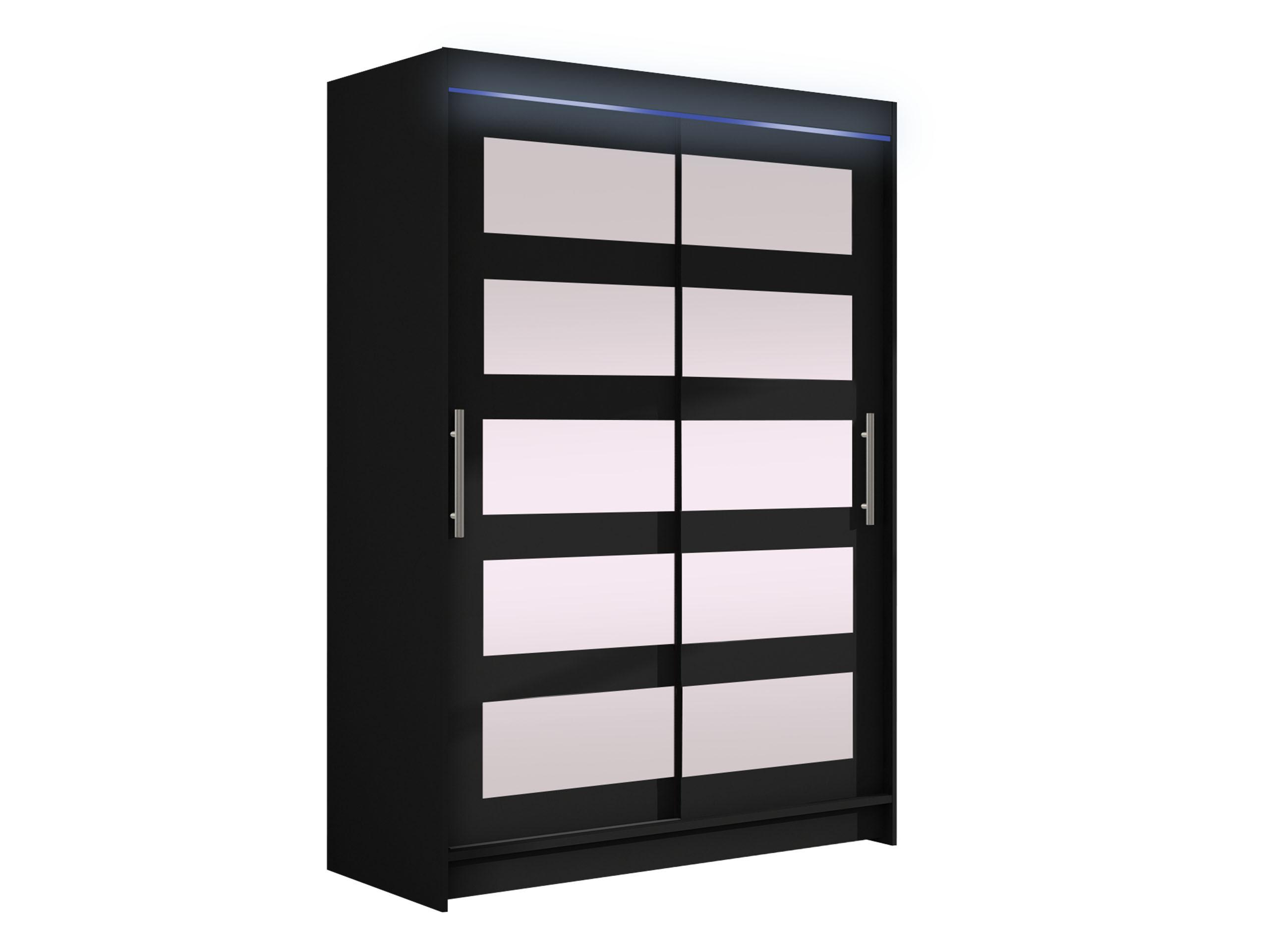 KLEIDERSCHRANK Miami IV, mit RGB LED Beleuchtung - Silberfarben/Schwarz, Holzwerkstoff/Kunststoff (120/200/58cm) - MIRJAN24