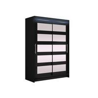 KLEIDERSCHRANK Miami IV, mit RGB LED Beleuchtung - Silberfarben/Schwarz, Holzwerkstoff/Kunststoff (120/200/58cm) - MIRJAN24