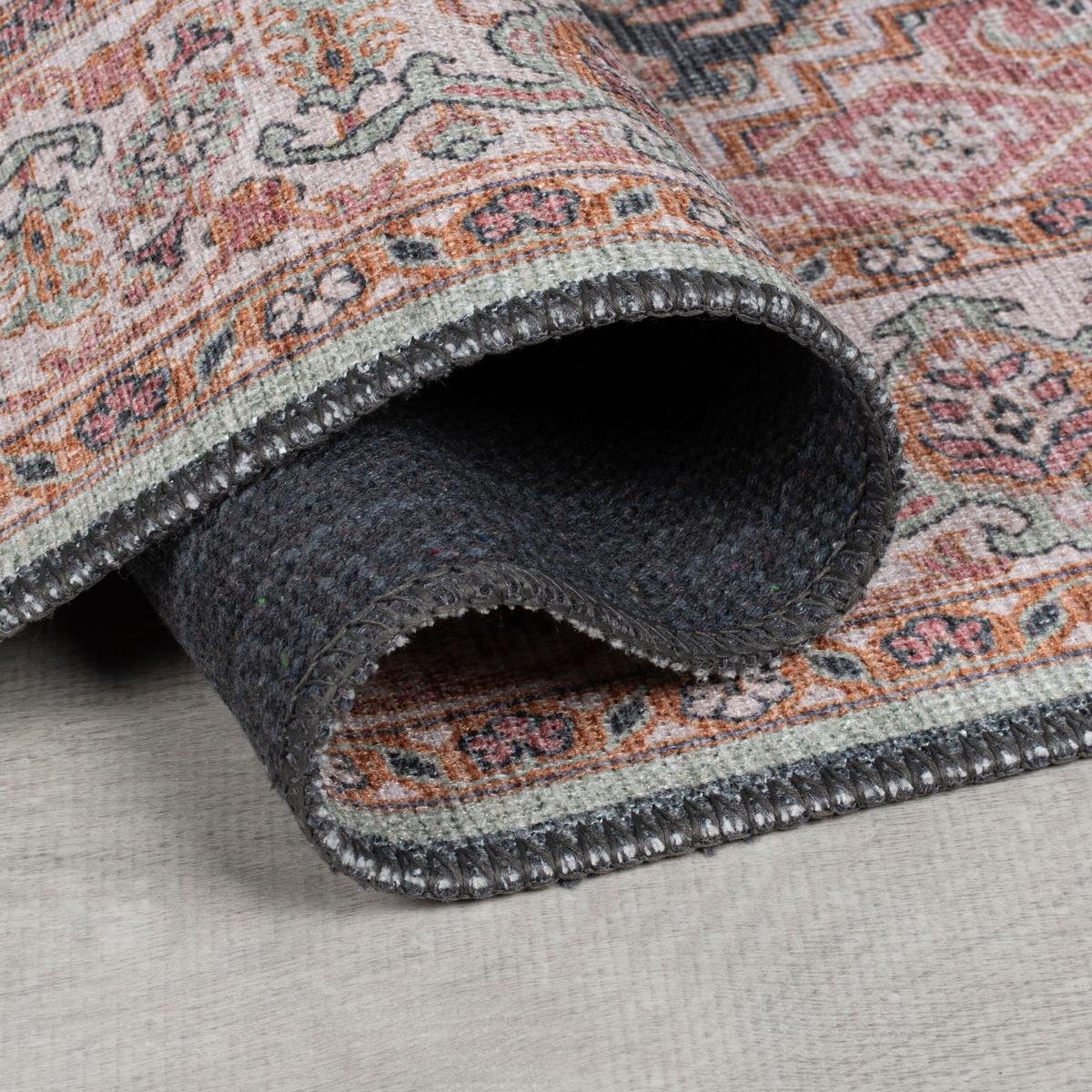 TEPPICH Waschbar HURST, orientalisch mit Medaillon, Rosa, 152 x 230 cm - Rosa, Textil (230/152cm) - KADIMA DESIGN
