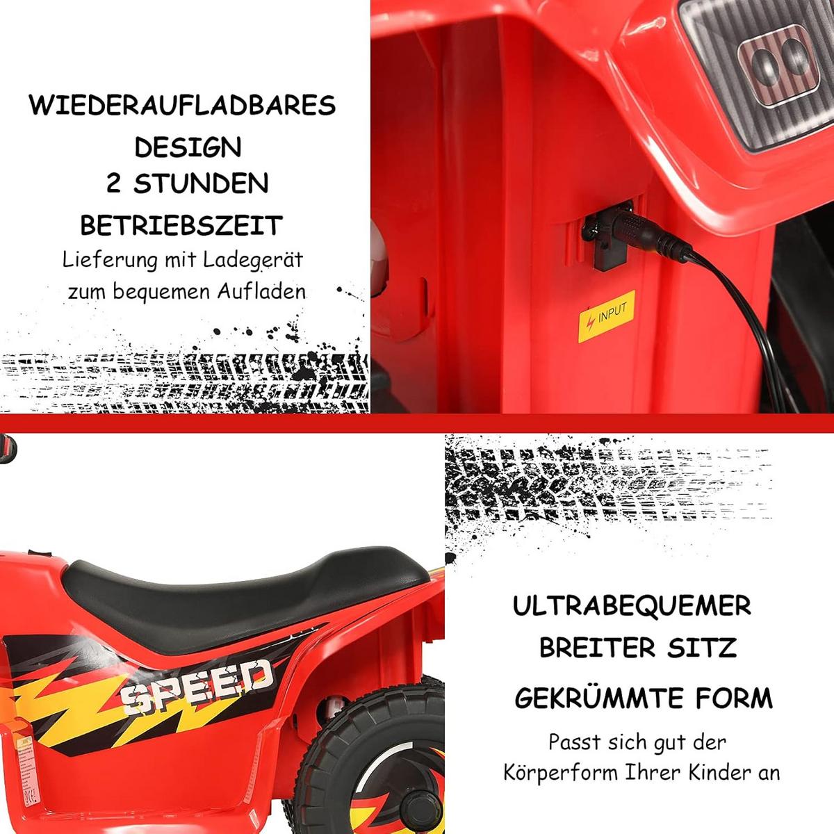 KINDERMOTORRAD 6V Elektro Kinderquad Rot - Rot, Kunststoff (73/44.5/40cm) - COSTWAY