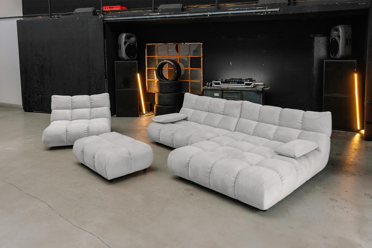 SITZGRUPPE VIVIEN 3ER SET Silber Velvet (1er-Set) - Silberfarben, Kunststoff/Textil (510/85/359cm) - KAWOLA