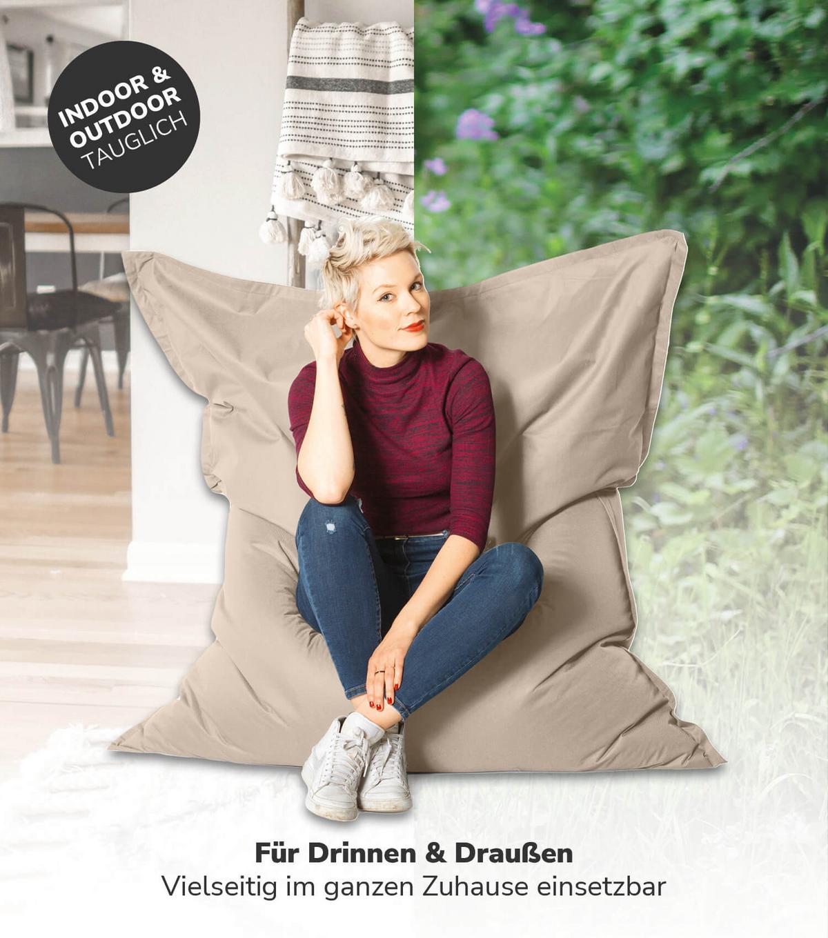 OUTDOOR SITZSACK mit Schutzhülle Der Große - Beige, Textil (130/170/20cm) - Mokebo
