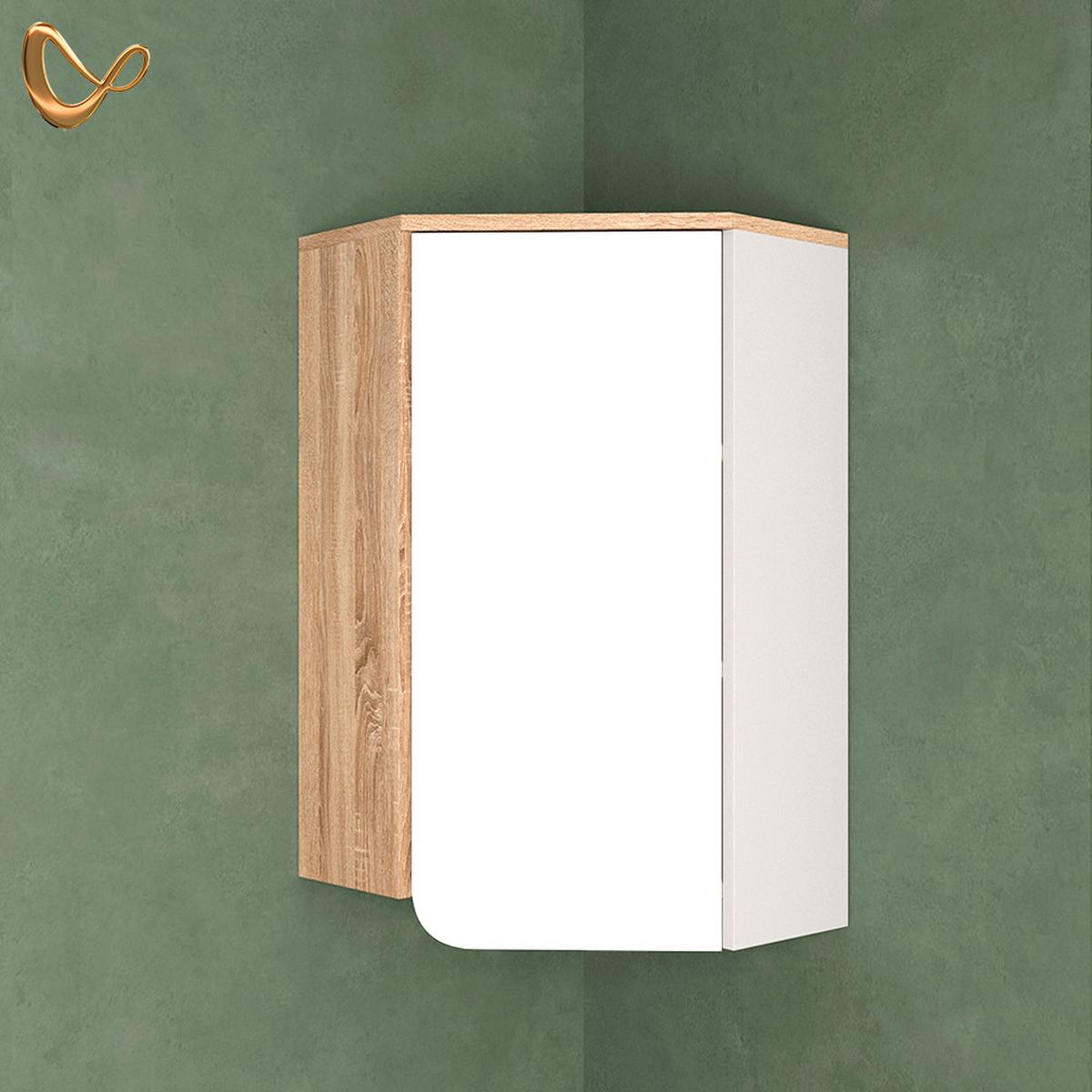 BADSCHRANK Marano Sonoma/Weiß 42.4 x 75 cm mit Tür und offenen Fächern - Weiß/Sonoma Eiche, Holzwerkstoff (42.4/75/42.4cm) - Livinity®