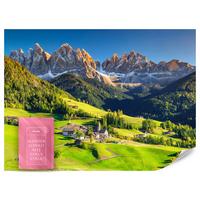 FOTOTAPETE Berge Bäume Natur Landschaft 3D 250x175 - Blau/Beige, Papier (250/175cm) - Muralo