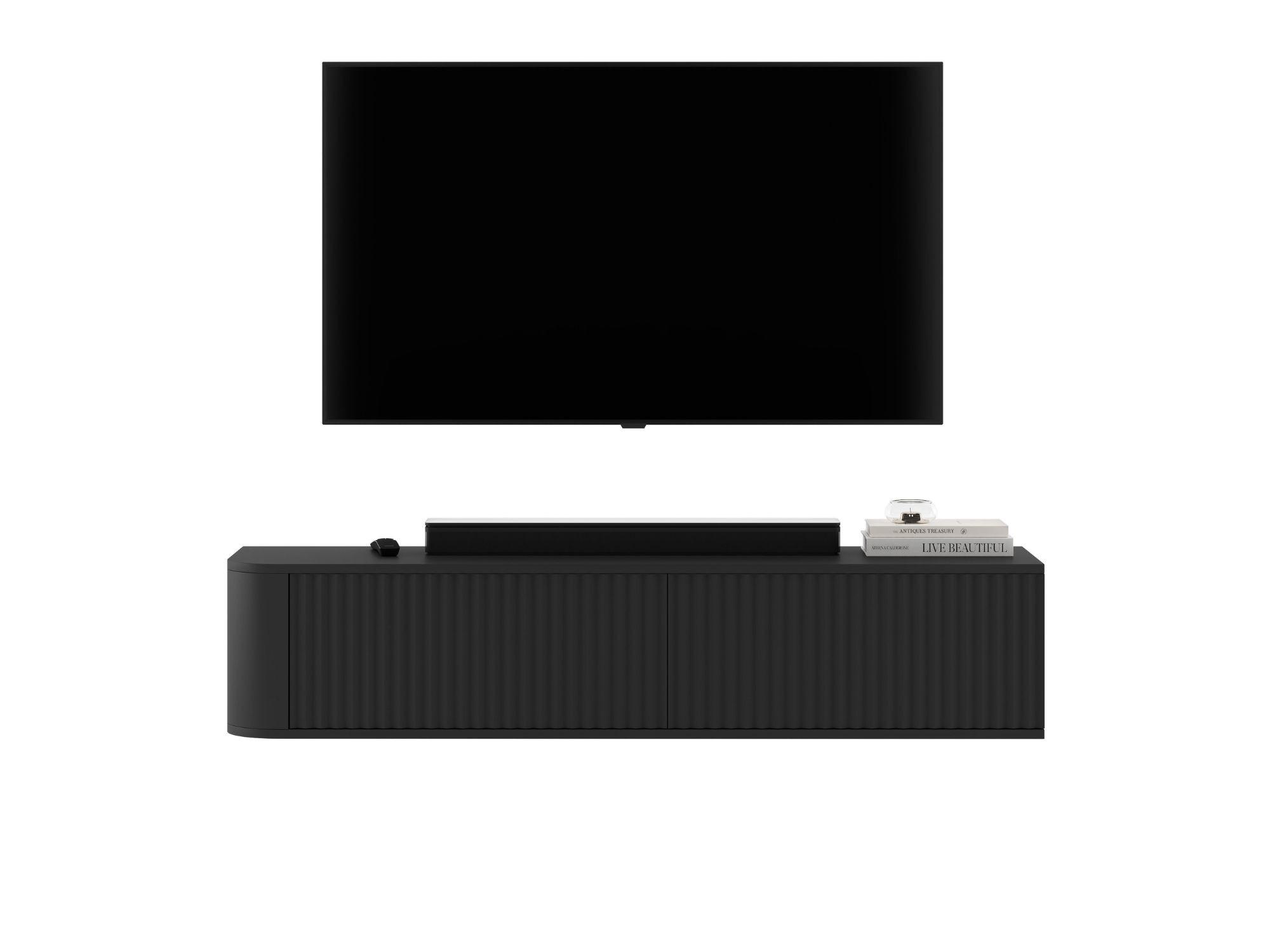 TV-LOWBOARD Aurora Schwarz matt 140 cm - Schwarz, Holzwerkstoff (140/30/35cm) - Meble Lindner