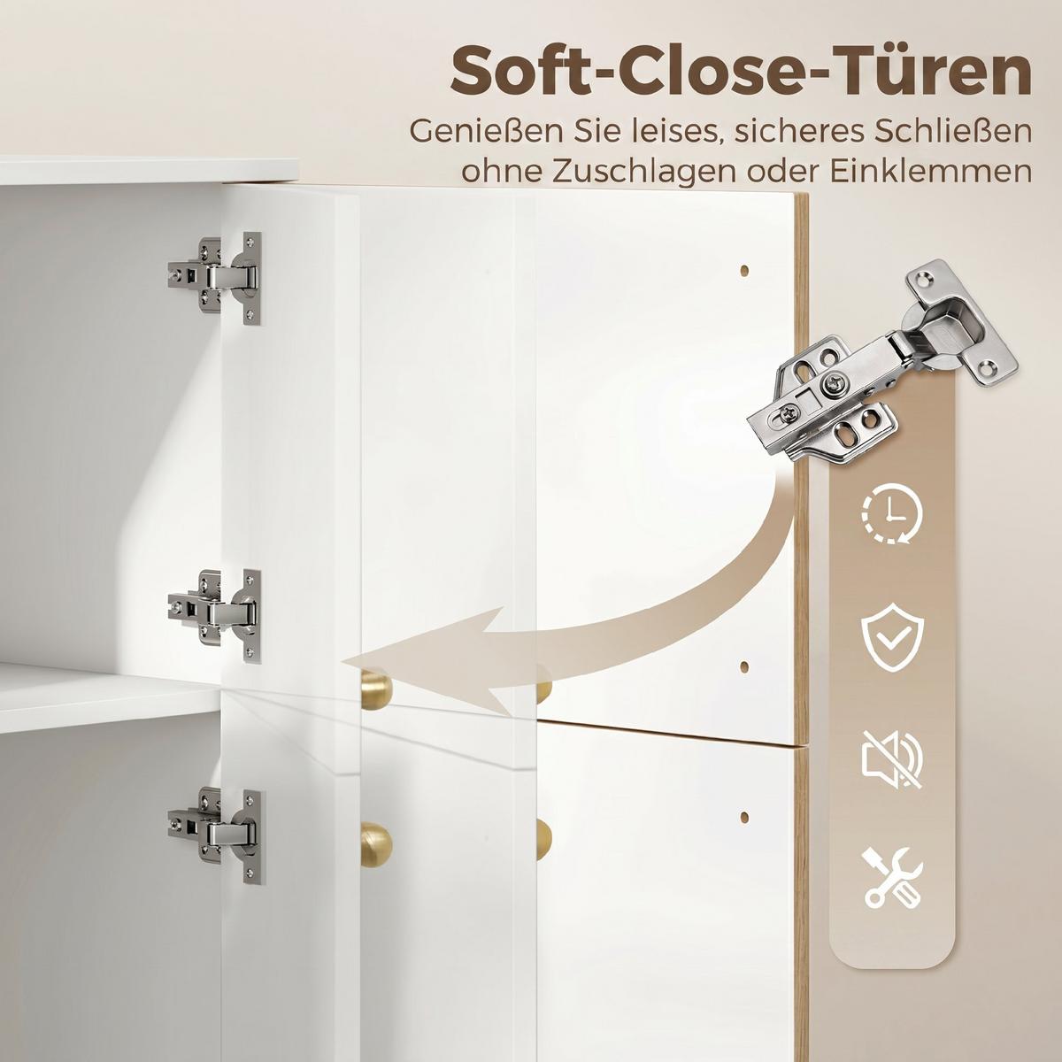 SIDEBOARD Spanplatte Metall Cremeweiß - Goldfarben/Creme, Holzwerkstoff/Metall (40.5/122.4/105.4cm) - HOMCOM
