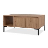 COUCHTISCH Eiche Artisan 100 cm, Wohnzimmertisch mit Stauraum - Schwarz/Eiche Artisan, Holzwerkstoff/Metall (60/100/43cm) - Furn.Design