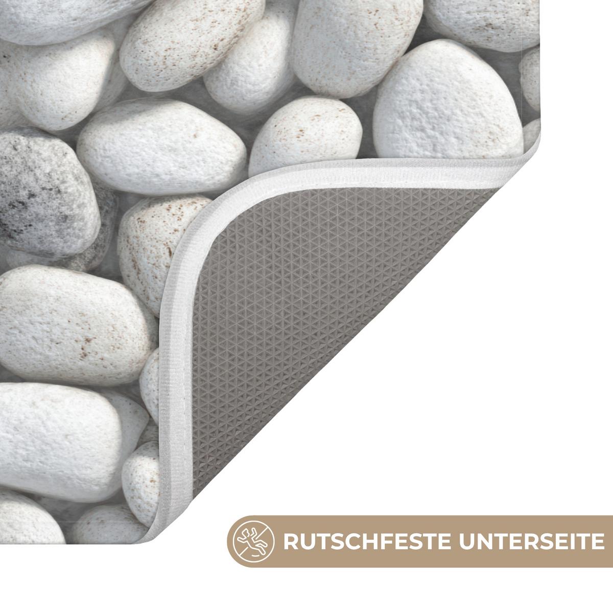 BADEMATTE Steine - Grau - Oval 80x50 cm - Hellgrau, Textil (80/50cm) - OnlyWow