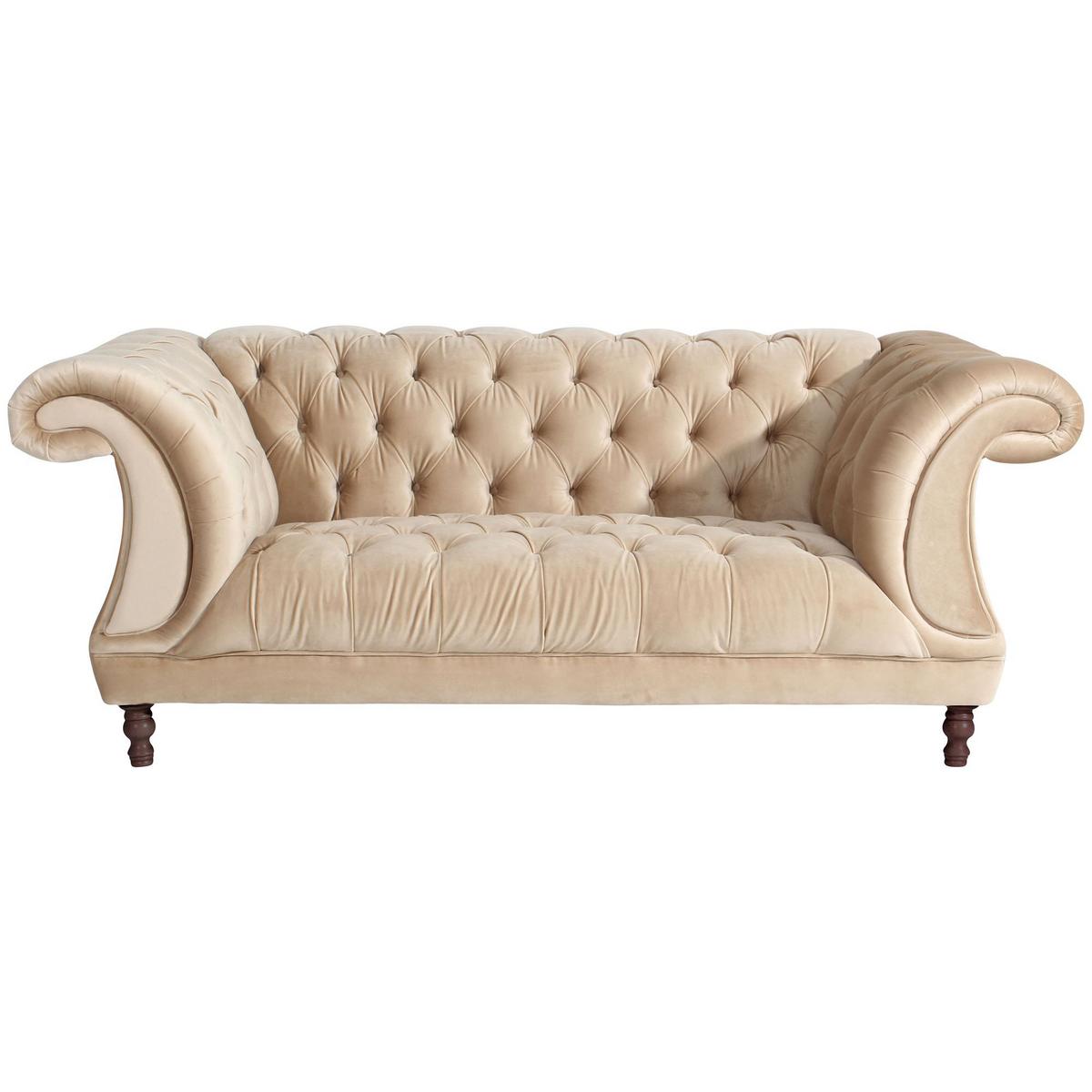 CHESTERFIELD Sofa 2-Sitzer Kaylin Samtvelours sand - Sandfarben, Kunststoff (200/80/100cm) - 58aufmkessel