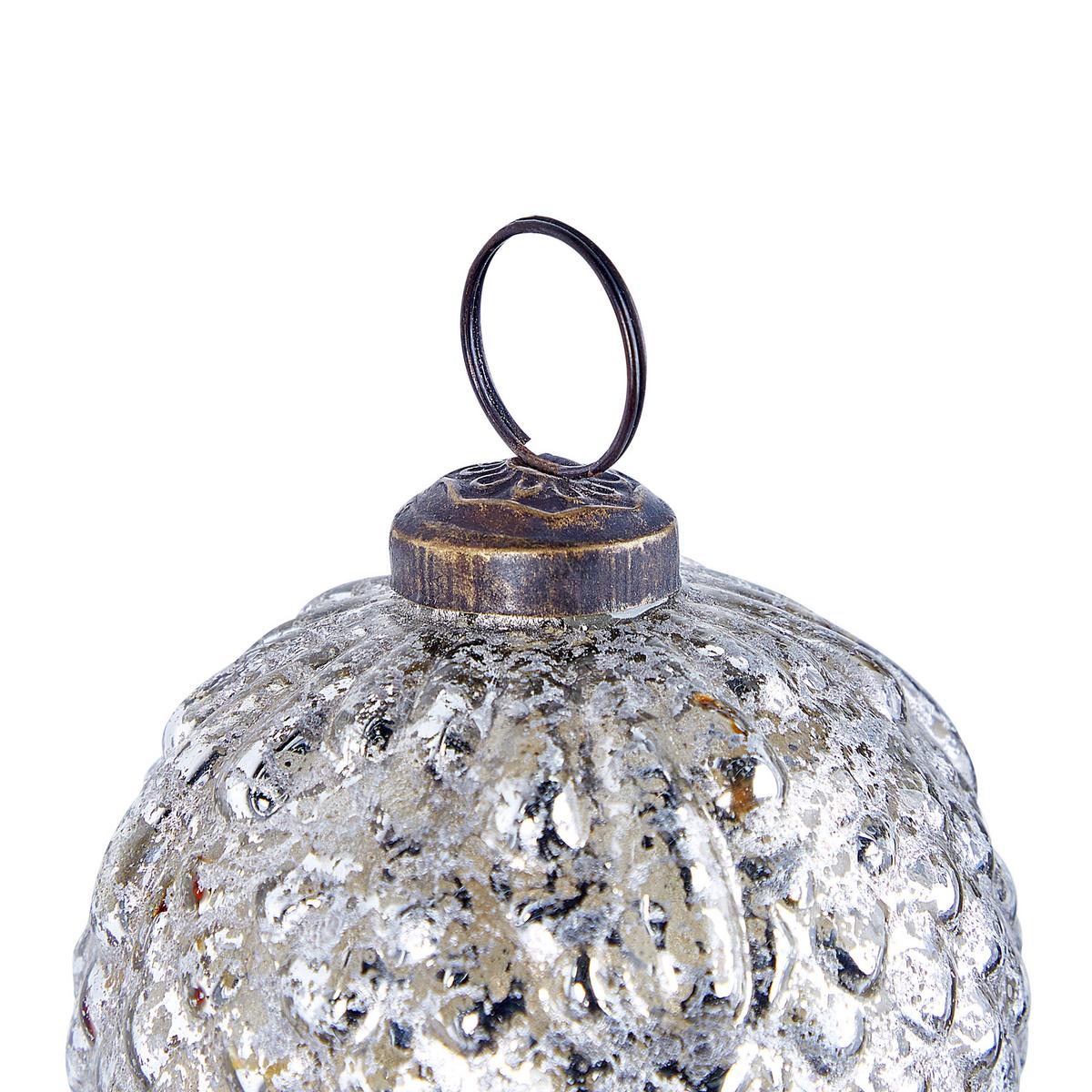 WEIHNACHTSKUGEL 6er Set Glas Silber Argentin - Silberfarben, Glas (10/14/10cm) - Beliani