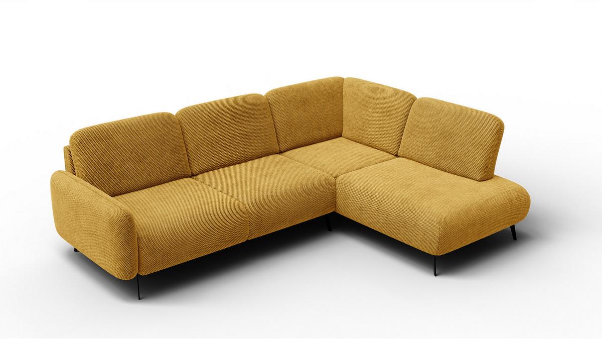 ECKSOFA FEBE 5-Sitzer rechts, dunkelgelb - Gelb/Schwarz, Holz/Textil (271/190cm) - Wozimo