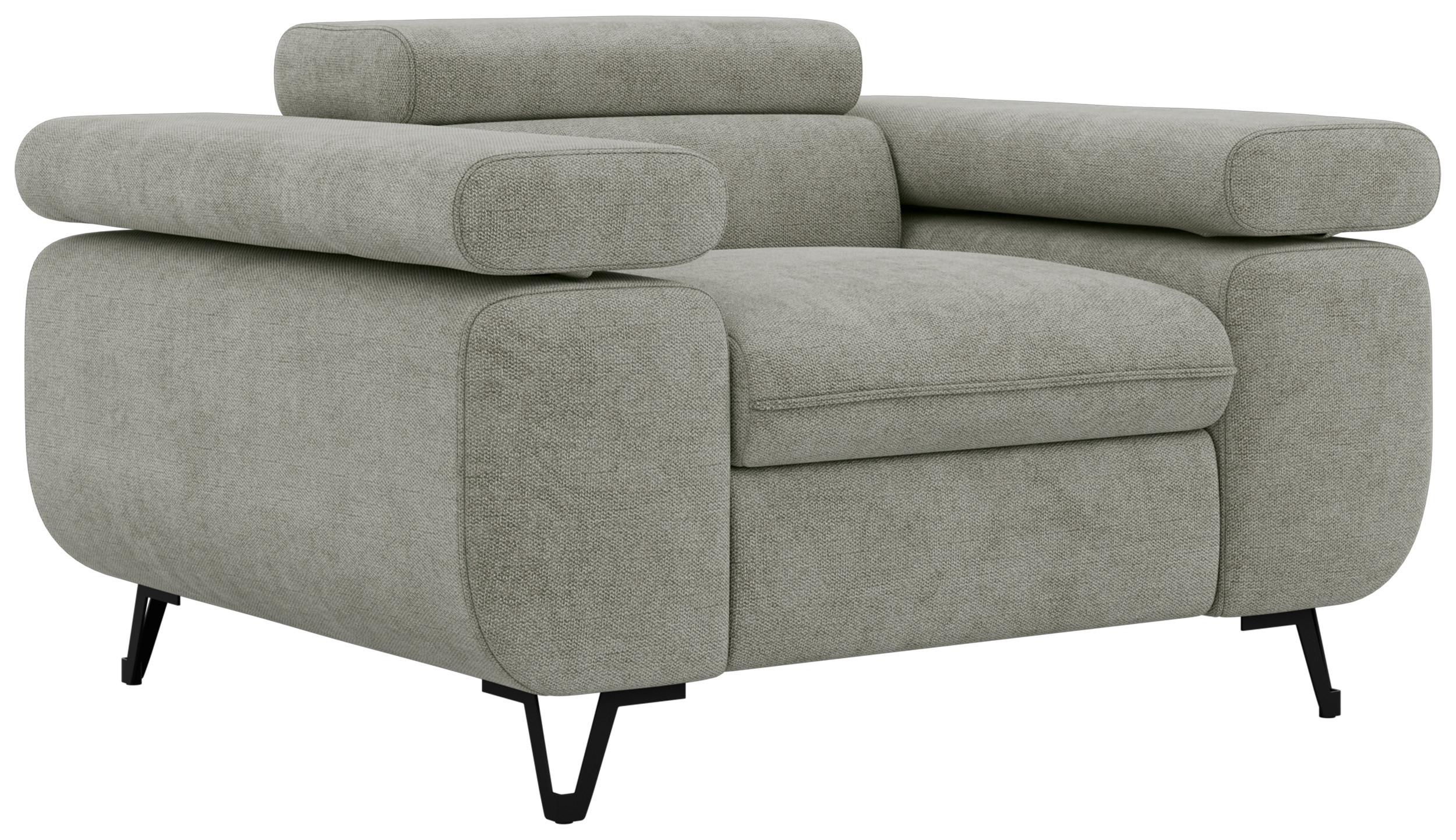 SESSEL PETER 1 - Hellgrau Stukture - Hellgrau/Schwarz, Textil/Metall (126/76/99cm) - MKS