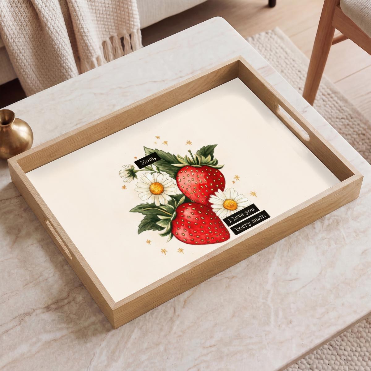 TABLETT Erdbeeren - Gänseblümchen - Zitat - Sterne 50x35 cm - Multicolor, Holz (50/5/5cm) - OnlyWow