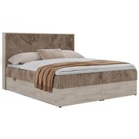 BOXBETT NORDIC 160/200 - Braun Cord - Topper T25 - H3 - Schwarz/Braun, Kunststoff/Textil (160/200cm) - MKS