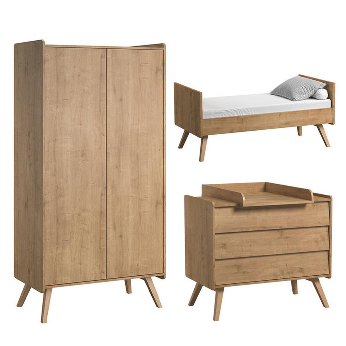 BABYZIMMER 3-teilig Vintage Holz - Braun, Holzwerkstoff (145/103/75cm) - Petits-meubles