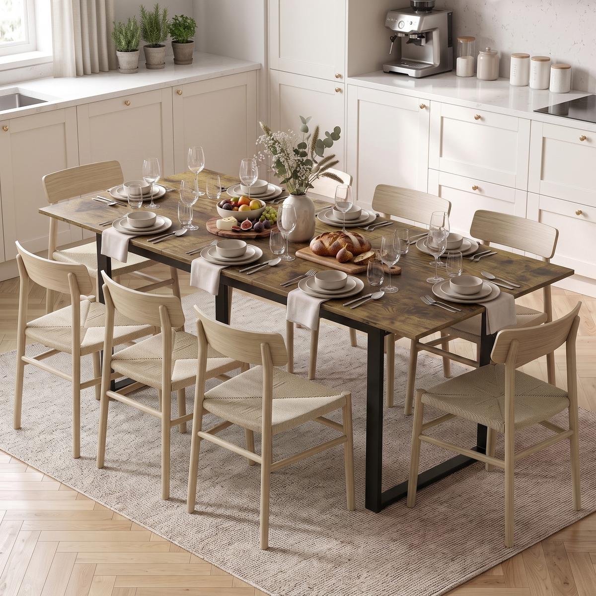 AUSZIEHBARER Esstisch MDF Rustikal-Braun - Schwarz/Braun, Holzwerkstoff (180/80/75cm) - HOMCOM