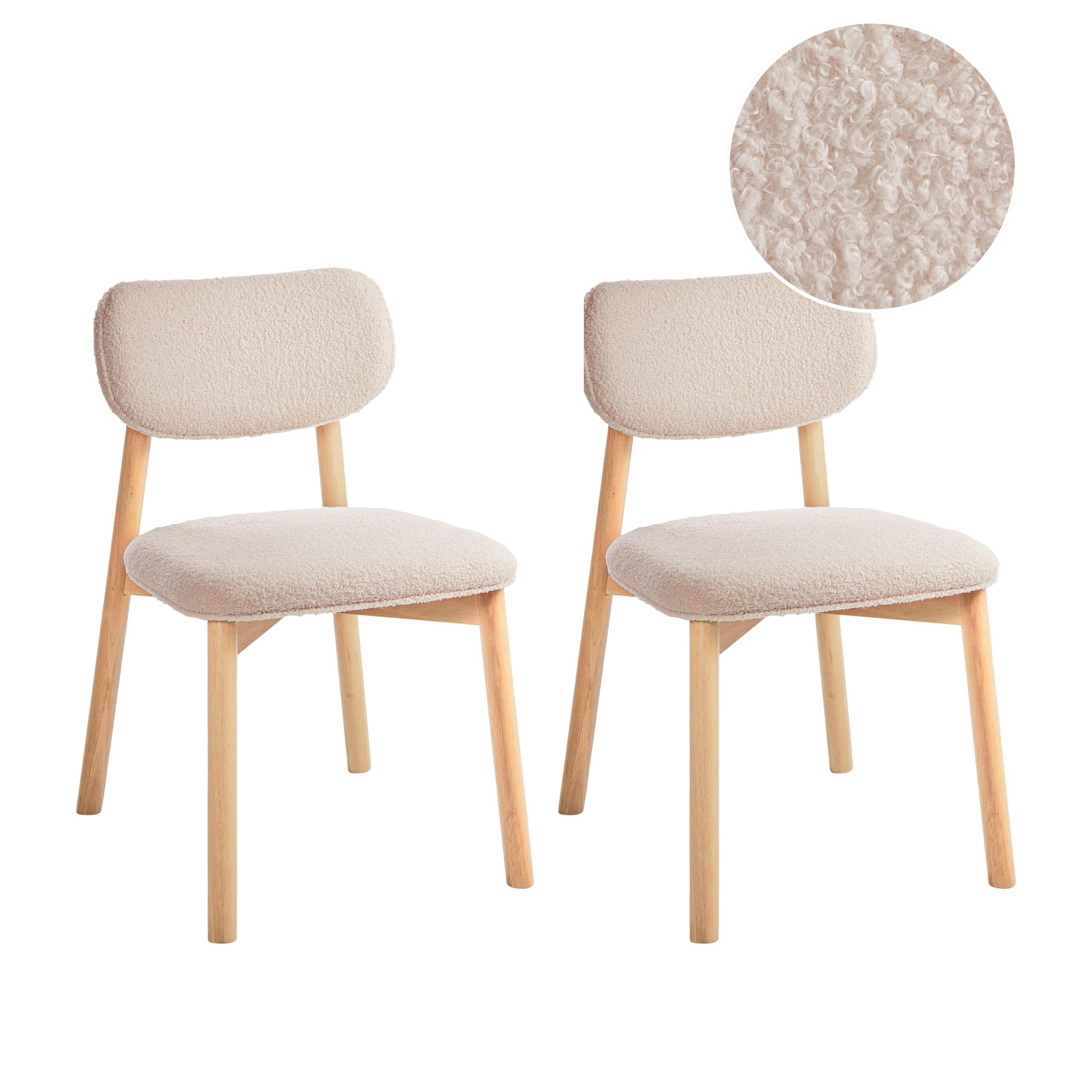 ESSZIMMERSTUHL 2er-Set Hellbraun Mills - Hellbraun/Beige, Textil (48/80/58cm) - Beliani