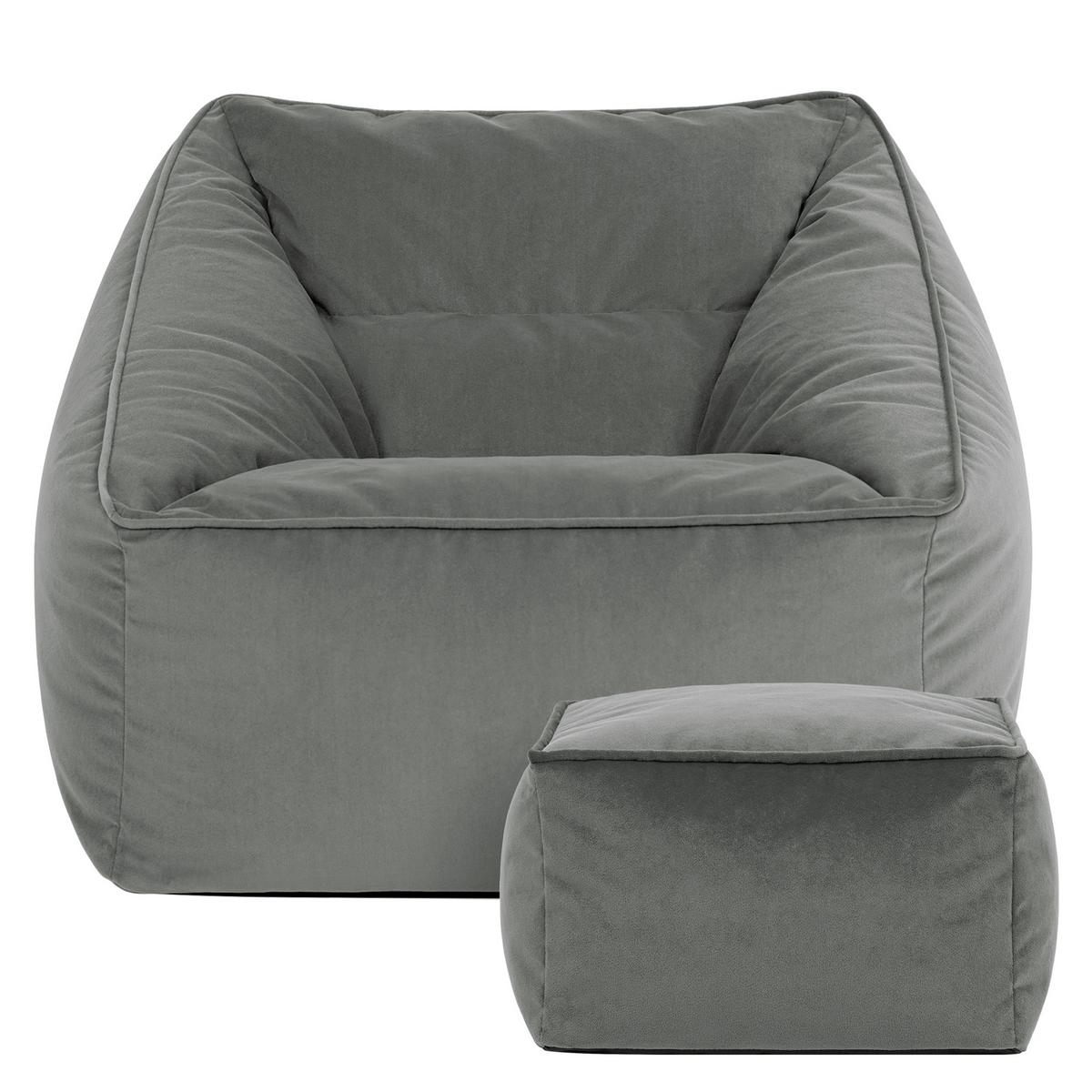 SITZSACK Sessel mit Sitzpouf - Grau, Textil (70/65/70cm) - icon
