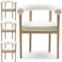 ESSZIMMERSTUHL MAYA 4er Set in Weiß Boucle mit massivem Buchenholzgestell 62/56/78 cm - Hellbraun/Weiß, Holz/Textil (61/74/57.5cm) - WFL GROUP