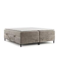 BOXBETT Theo 160/200 cm Beige im Lotta Stoff - Beige/Schwarz, Holz/Holzwerkstoff (160/200cm) - AltaBeds