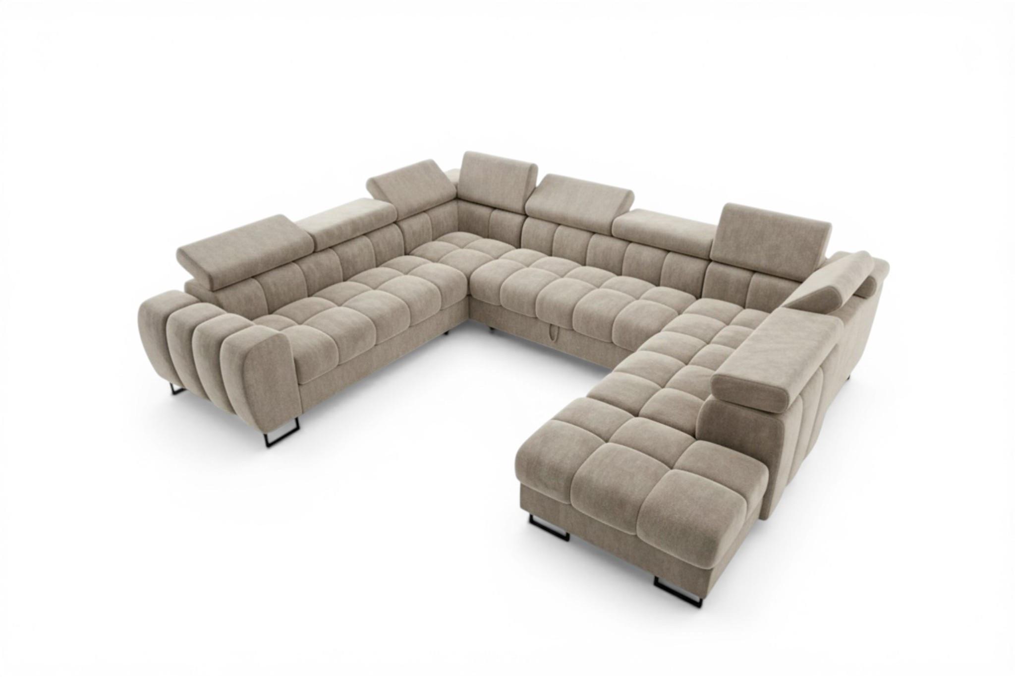 WOHNLANDSCHAFT Bastien Xl - Beige, Holzwerkstoff/Textil (350/95/265cm) - Fun Möbel