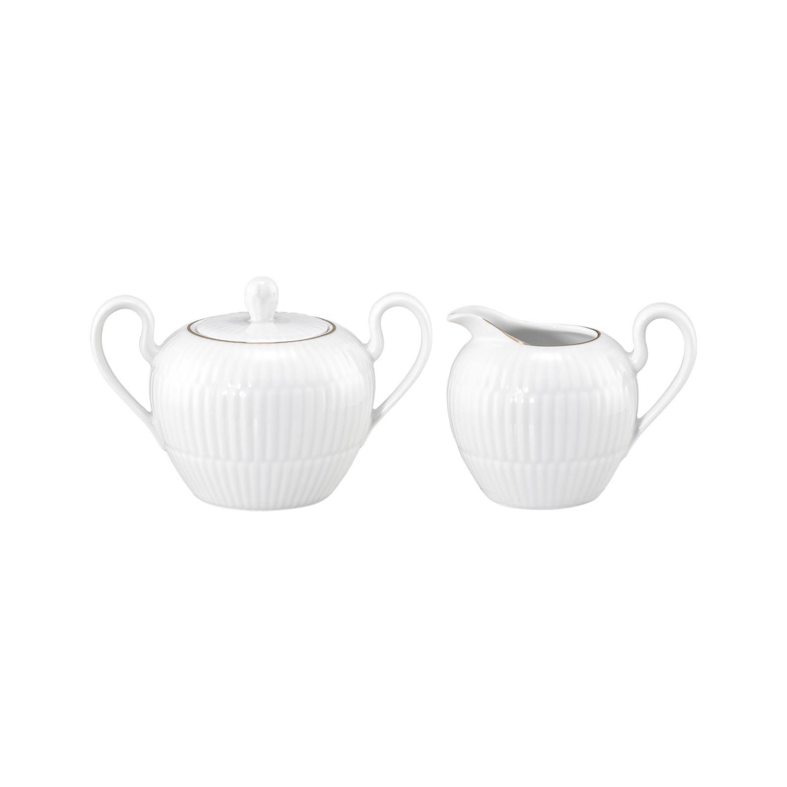 MILCH- & ZUCKER-SET Amina weiß-gold 2-tlg. - Goldfarben/Weiß, Keramik (1/2cm) - Seltmann Weiden