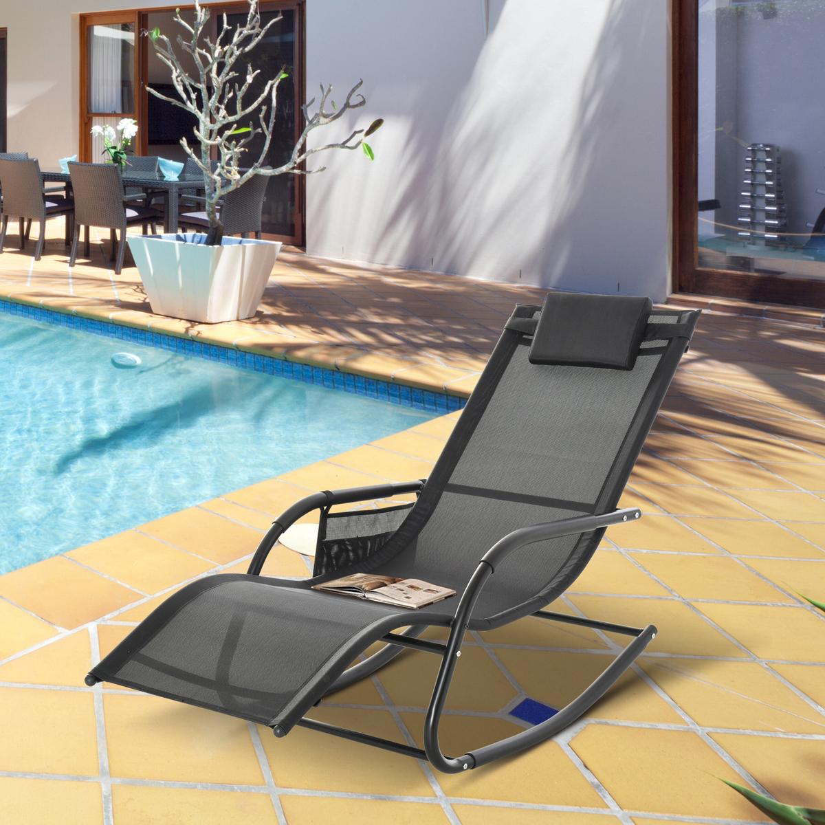 SCHAUKELSTUHL, Metall, Mesh, Schwarz+Hellgrau, 150 x 62 x 88 cm - Schwarz, Metall (62/88/150cm) - Outsunny