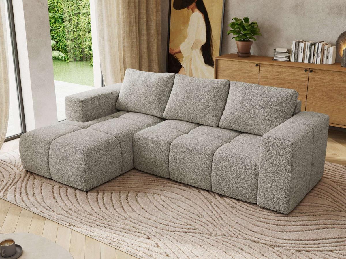 ECKSOFA MONIVA Hellgrau Strukture - Links - Hellgrau/Schwarz, Kunststoff/Textil (164/266cm) - MKS