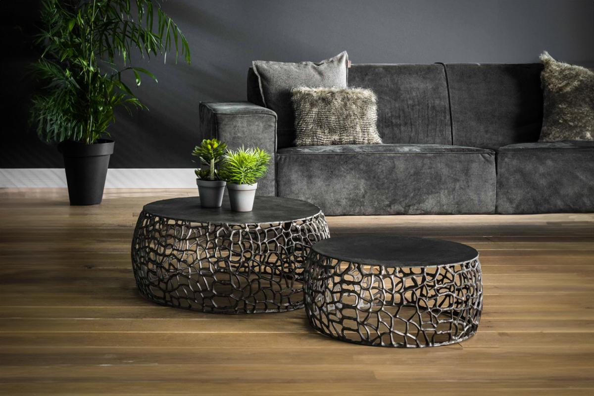 COUCHTISCH SONO 2ER SET Schwarz Metall - Schwarz, Metall (75/75/30cm) - KAWOLA