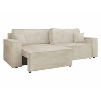 SCHLAFSOFA Karl Cord mit L-Funktion - Creme/Schwarz, Holz/Kunststoff (245/82/139cm) - MIRJAN24