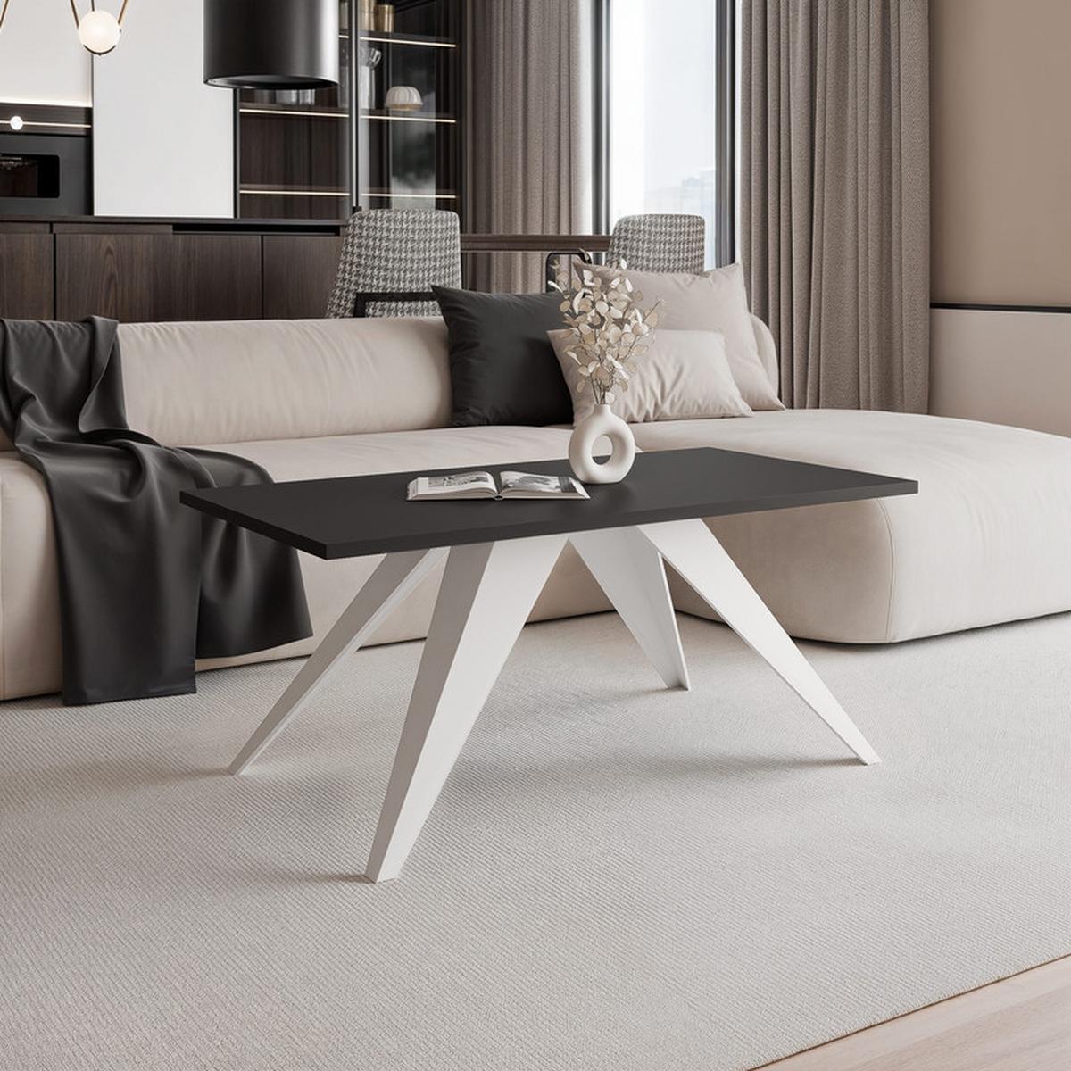 COUCHTISCH AIRA 120/60/48 cm Rechteckig, Weiß/Schwarz - Schwarz/Weiß, Metall (60/120/48cm) - Idohome