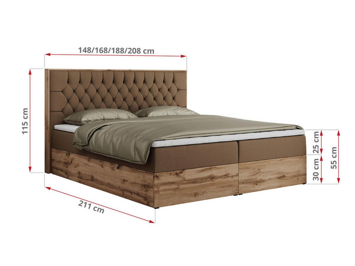 BOXBETT AMORE 140/200 Braun Kunstleder - H4 - Braun, Holz/Textil (140/200cm) - MKS