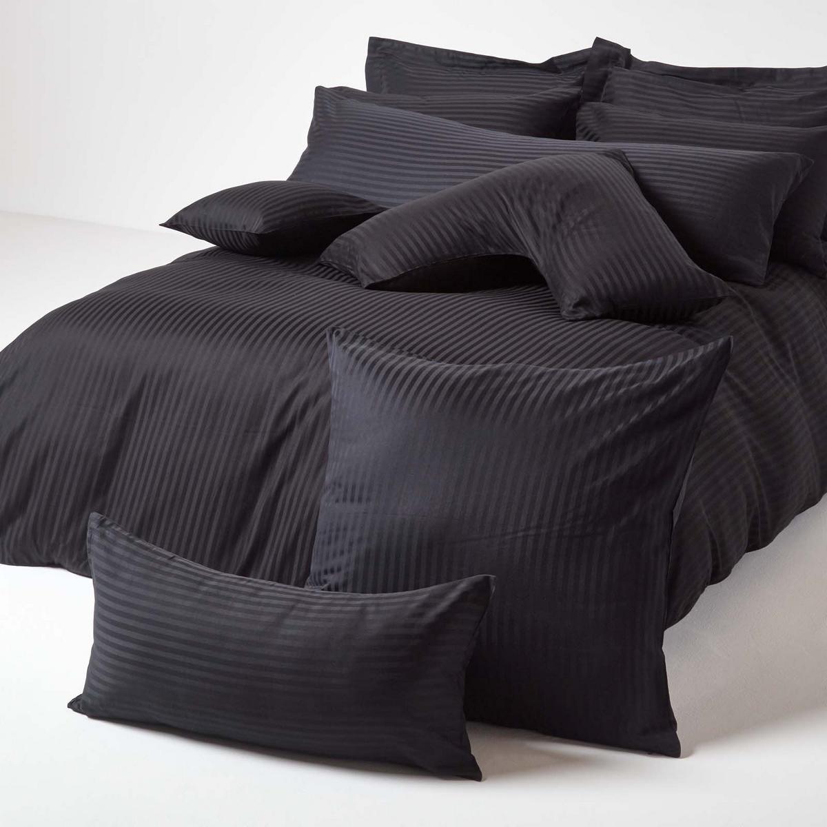 KISSENBEZUG Damast, Ägyptische Baumwolle, Fadendichte 330 - Schwarz, Textil (80/80cm) - Homescapes